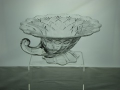 #1428 Warwick 11 inch Horn of Plenty Floral Bowl, Crystal, unk cutting, 1933-1957